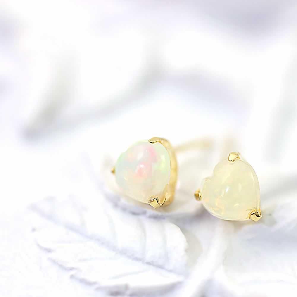 K18YG オパール ハートピアス 10月の誕生石_02