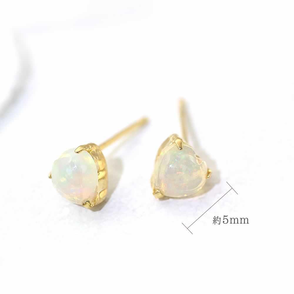 K18YG オパール ハートピアス 10月の誕生石_05