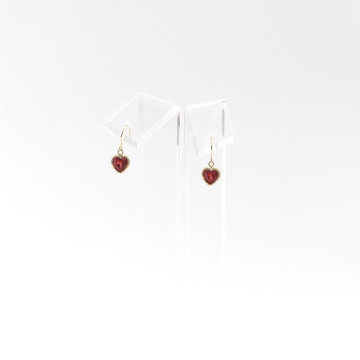 K18YG ガーネット ハートフックピアス_09