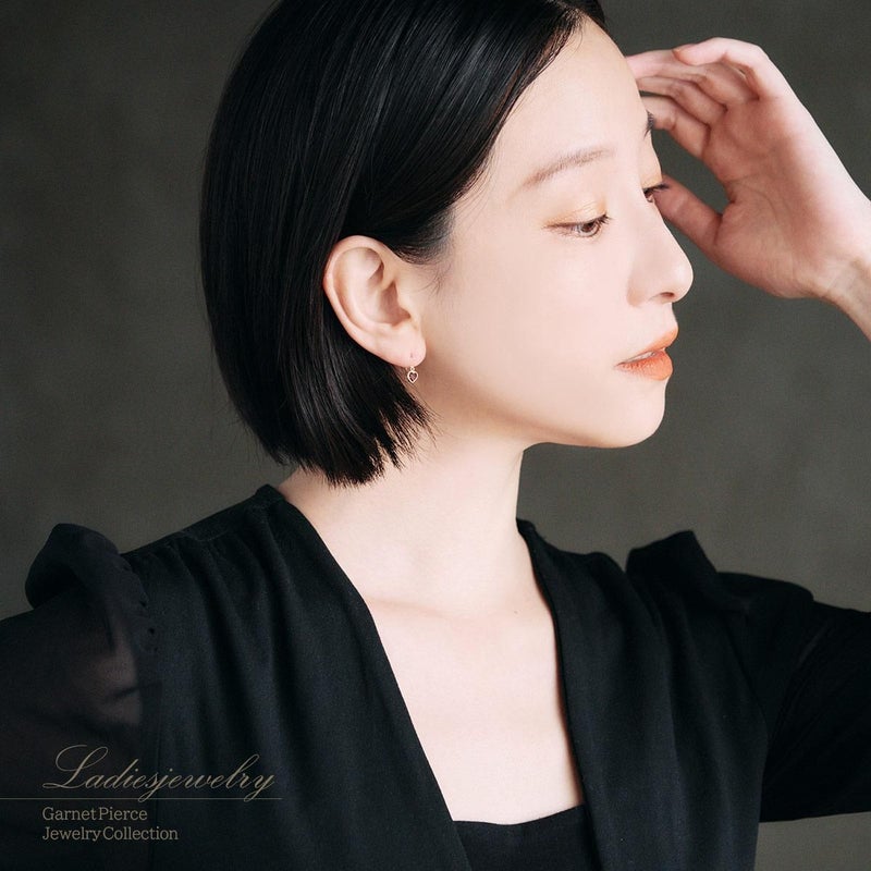 K18YG ガーネット ハートフックピアス_10