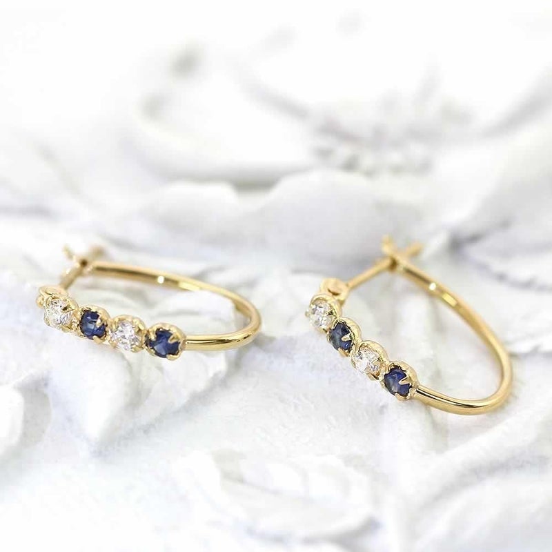 K18YG サファイア フープピアス 9月誕生石_02