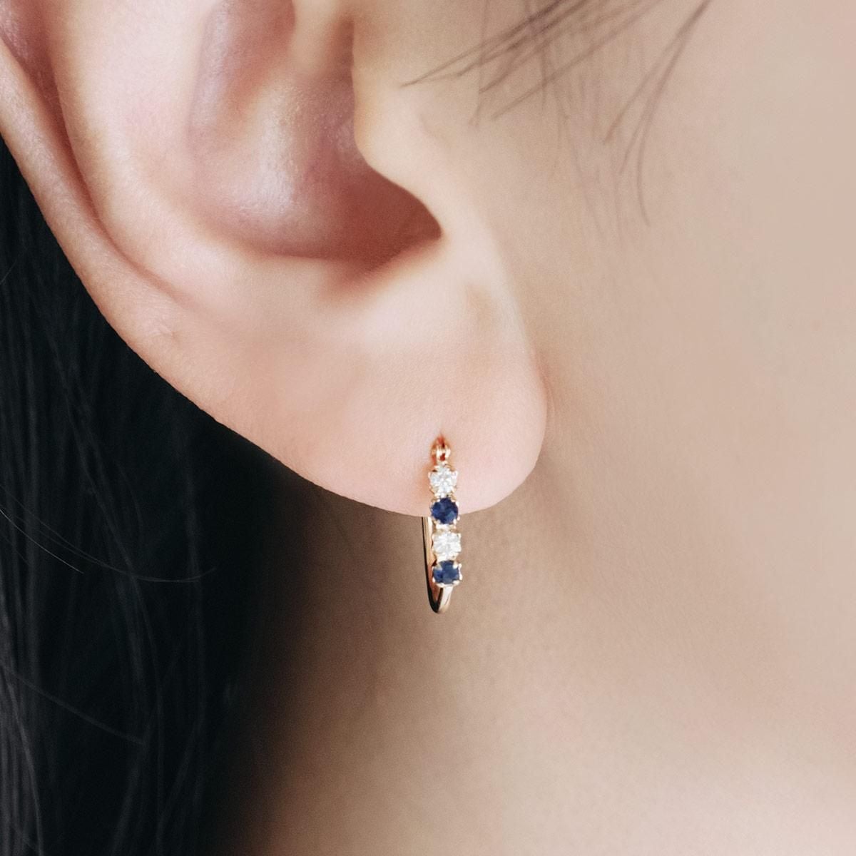 K18YG サファイア フープピアス 9月誕生石_04