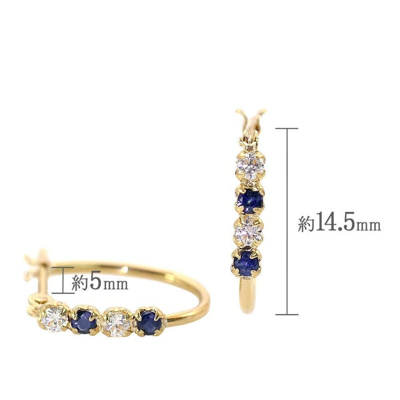K18YG サファイア フープピアス 9月誕生石_05