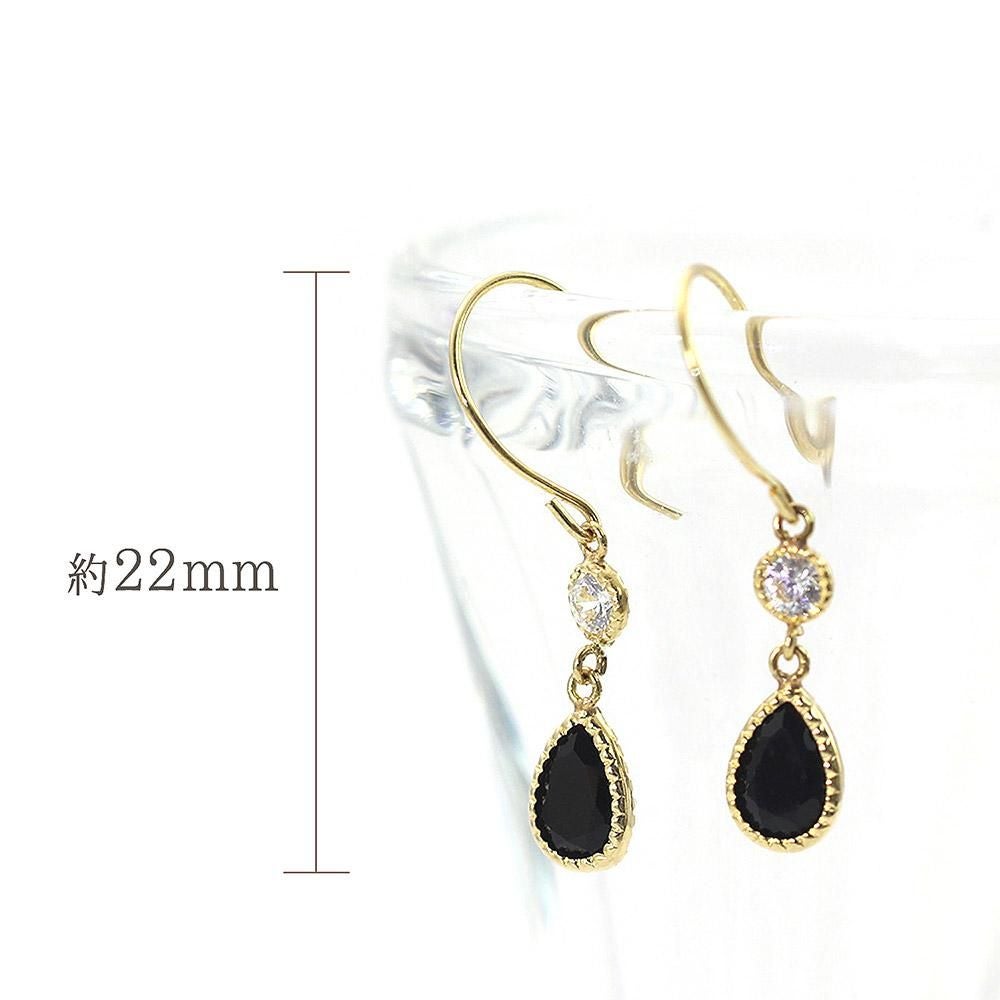 K18YG オニキス ティアドロップ フックピアス_04