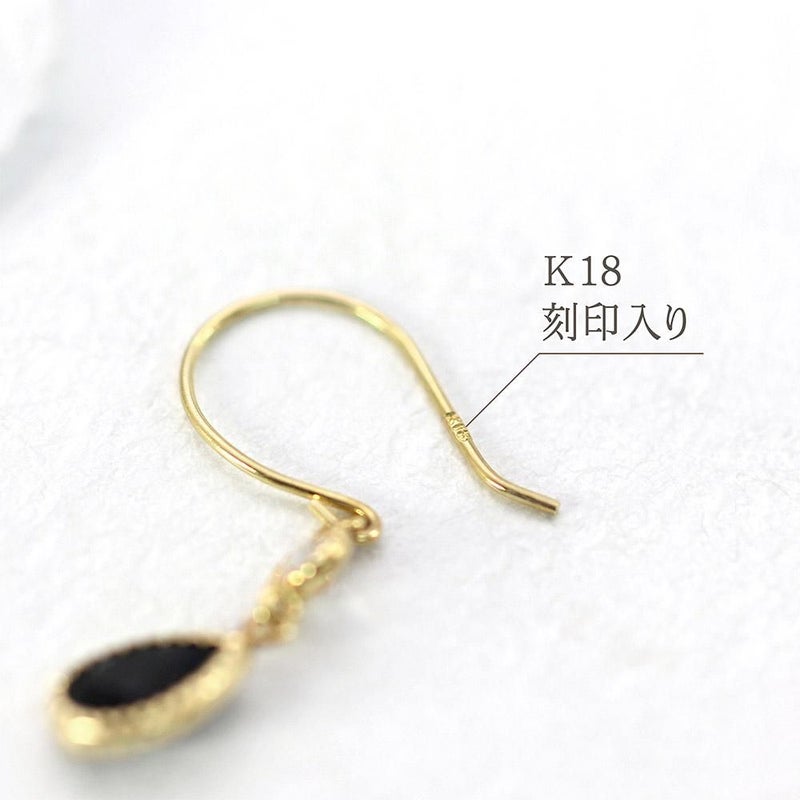 K18YG オニキス ティアドロップ フックピアス_05