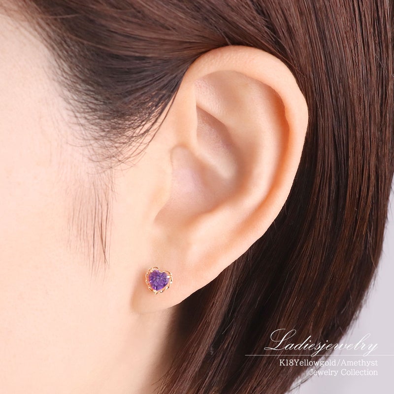 K18YG アメジスト ハートピアス_10