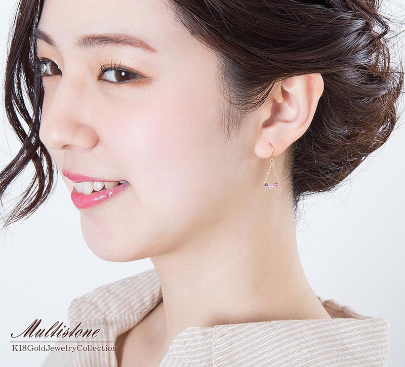 K18YG ルビー&タンザナイト&トルマリン&アメジスト ピアス_09