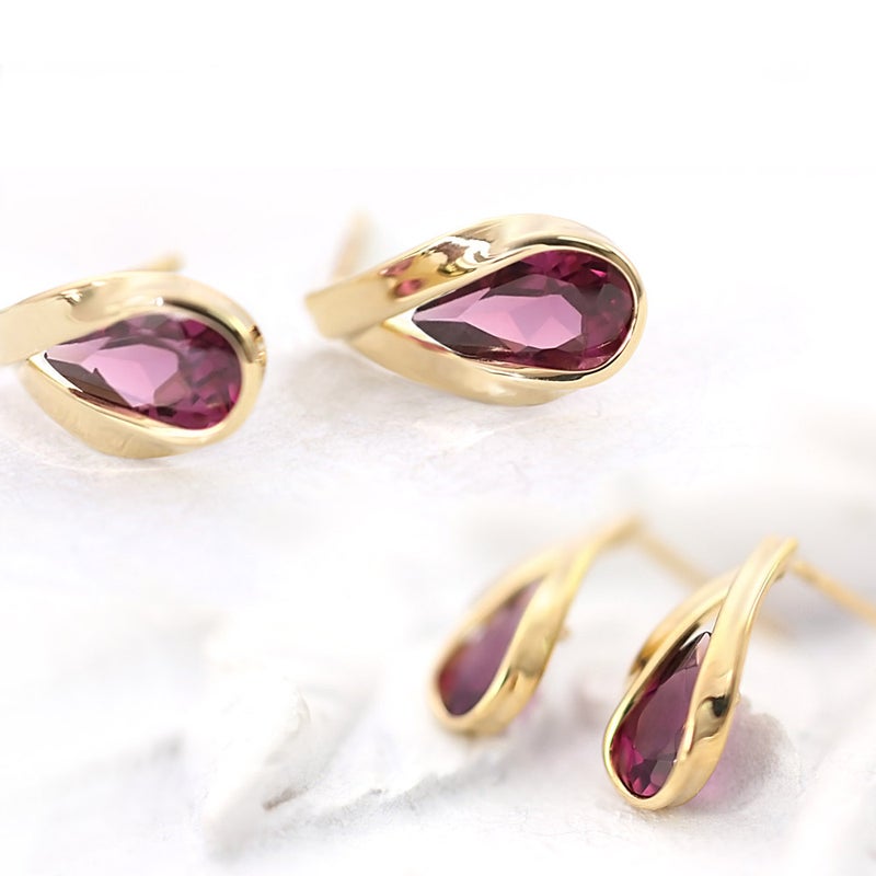 K18YG ロードライトガーネット ティアドロップピアス_03