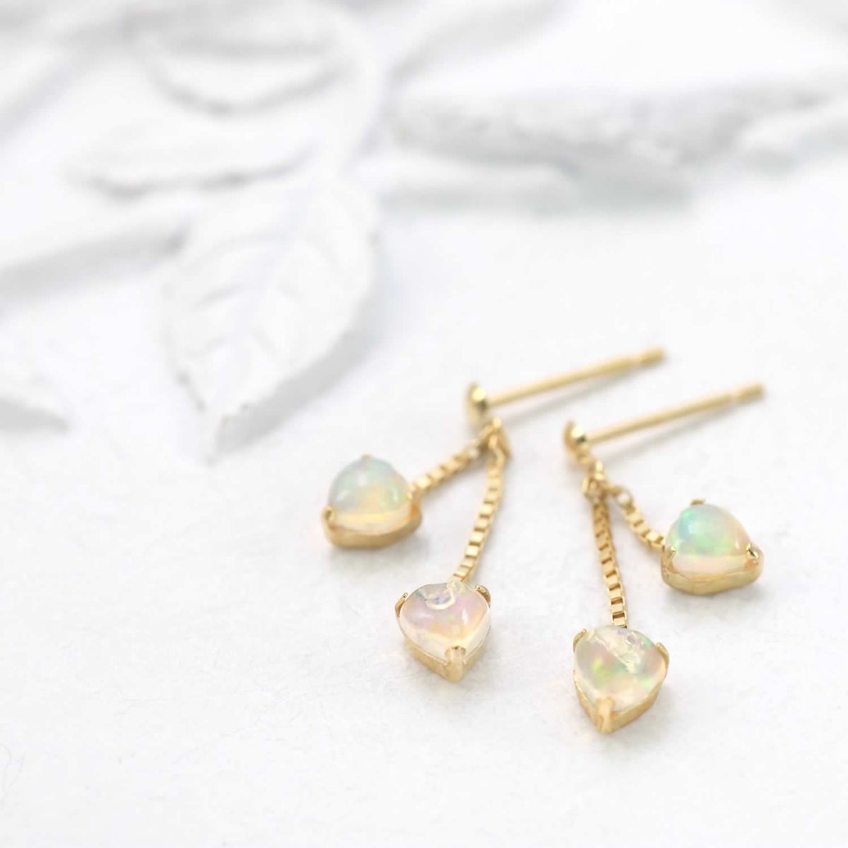 K18YG オパール ハートピアス 10月の誕生石_02