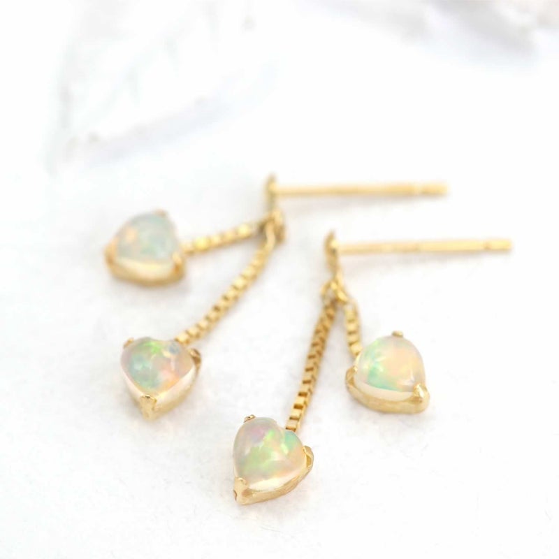 K18YG オパール ハートピアス 10月の誕生石_04
