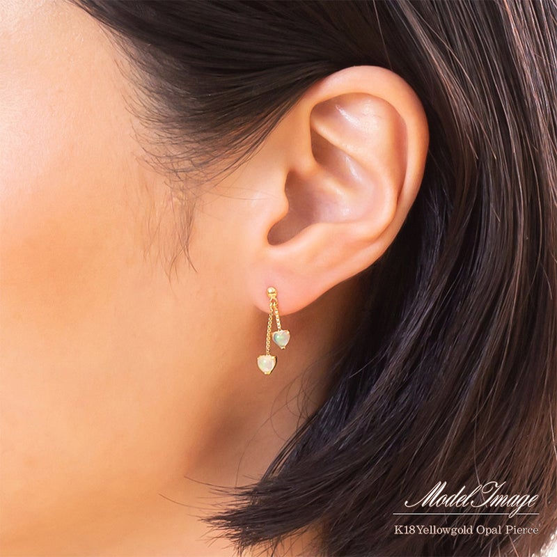 K18YG オパール ハートピアス 10月の誕生石_05