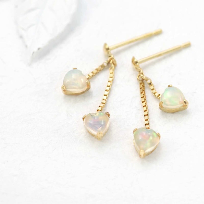 K18YG オパール ハートピアス 10月の誕生石_09