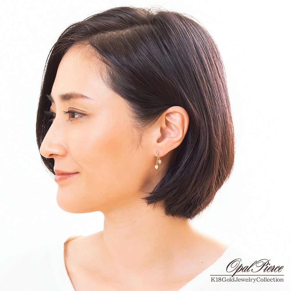 K18YG オパール ハートピアス 10月の誕生石_10