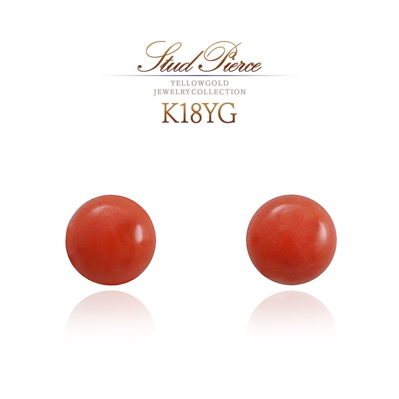 K18YG 珊瑚 約4-4.5mm ピアス_01