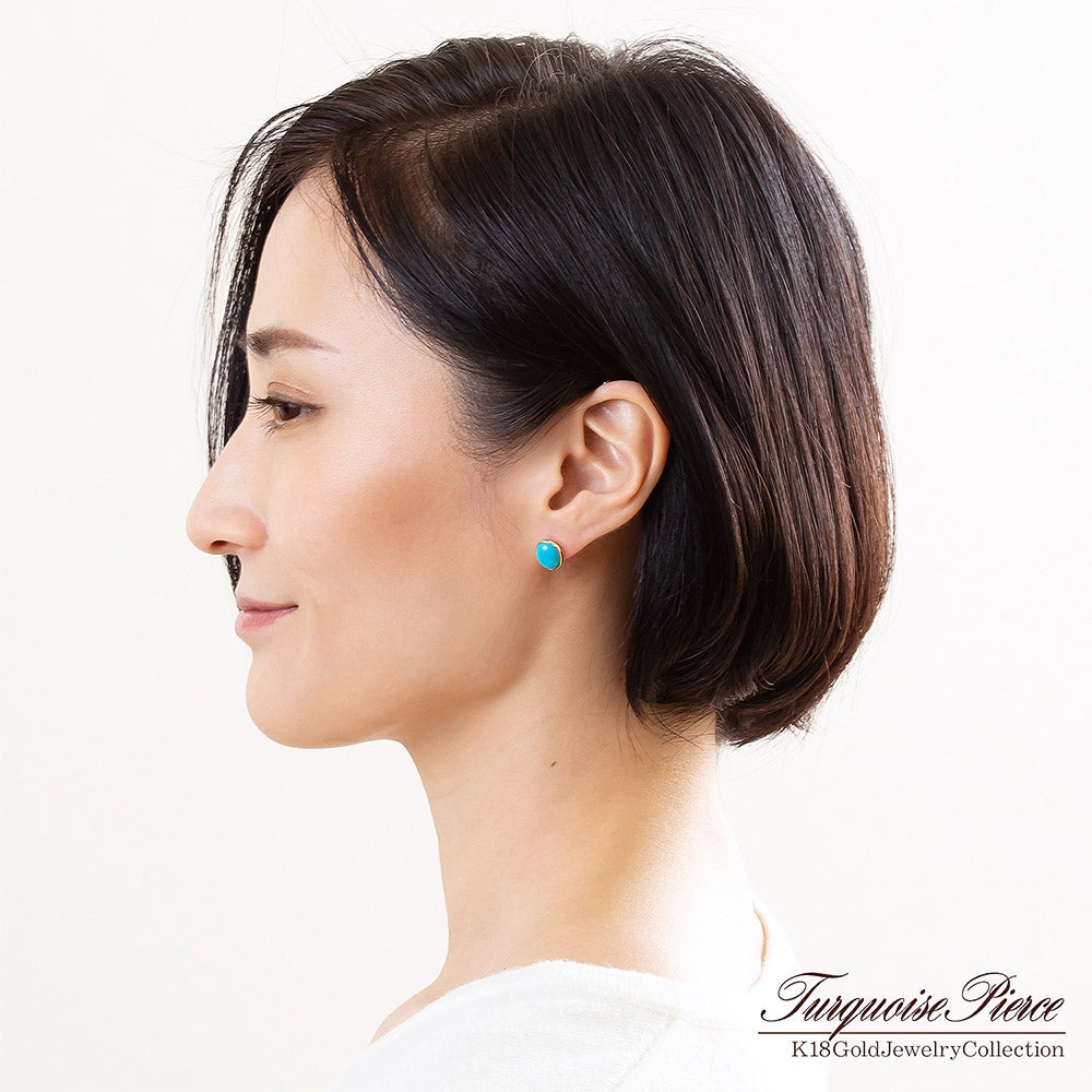 K18YG ターコイズ (トルコ石) ピアス_10