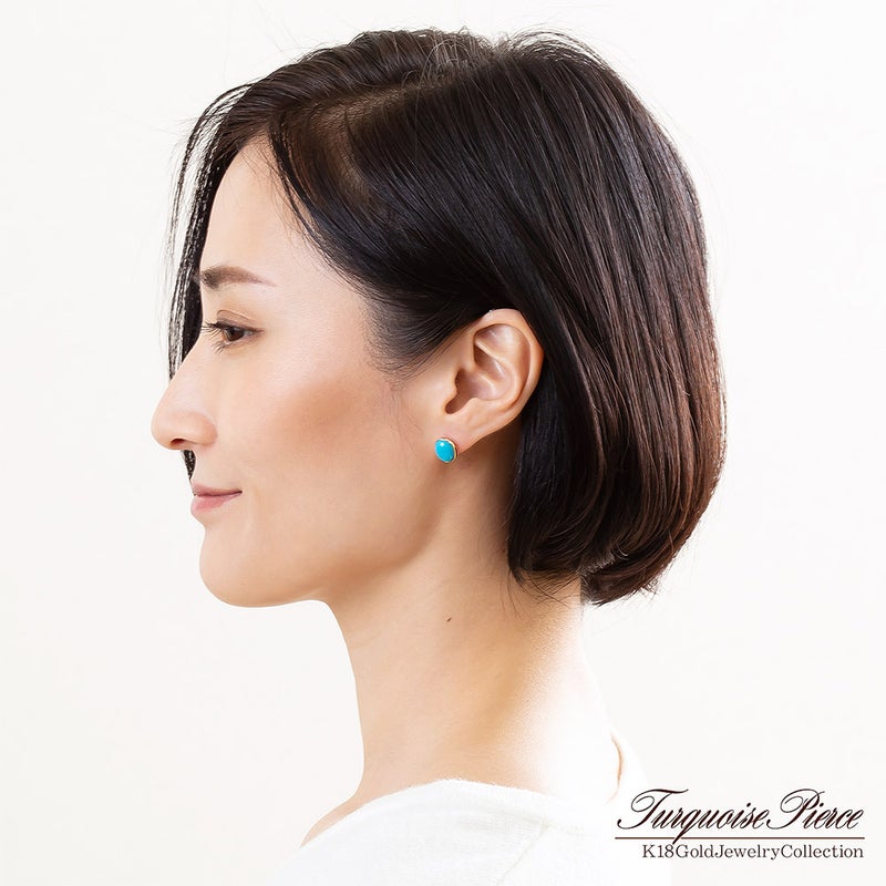 K18YG ターコイズ (トルコ石) ピアス_10