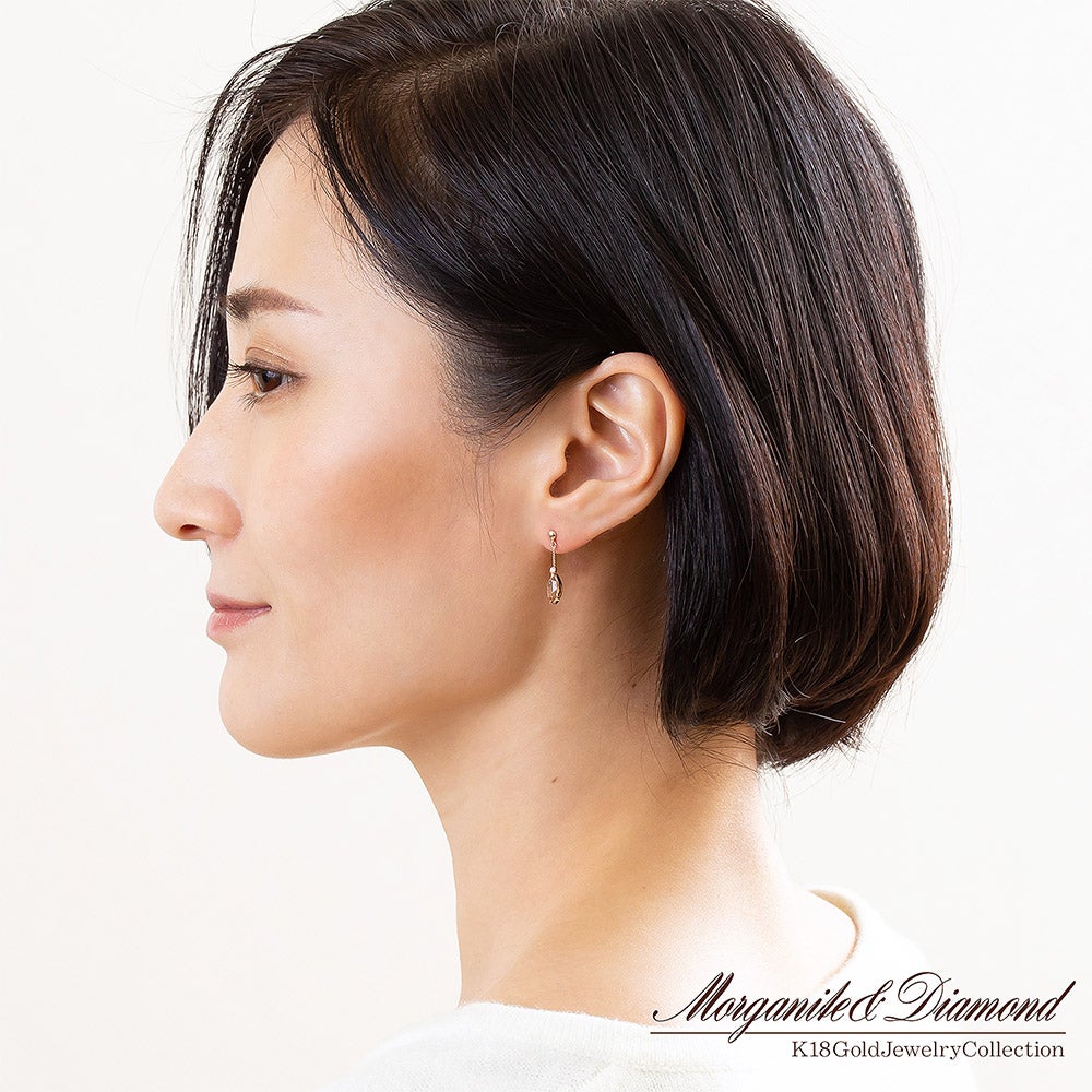 K18PG モルガナイト＆ダイヤモンド  ピアス_10