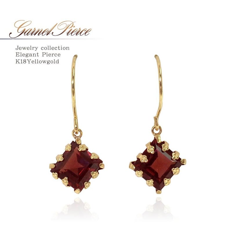 K18YG ガーネット フックピアス_01