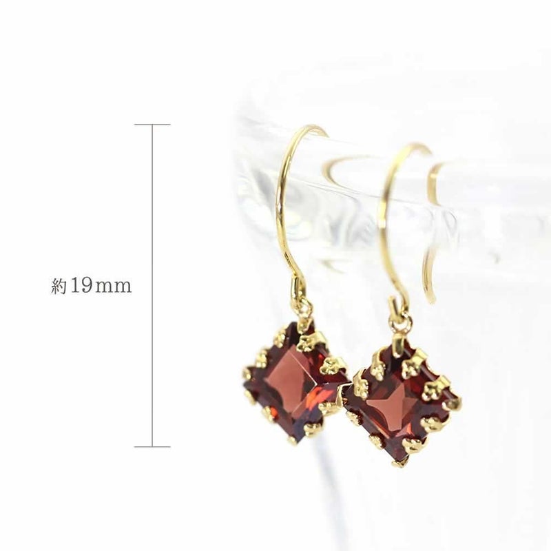 K18YG ガーネット フックピアス_04