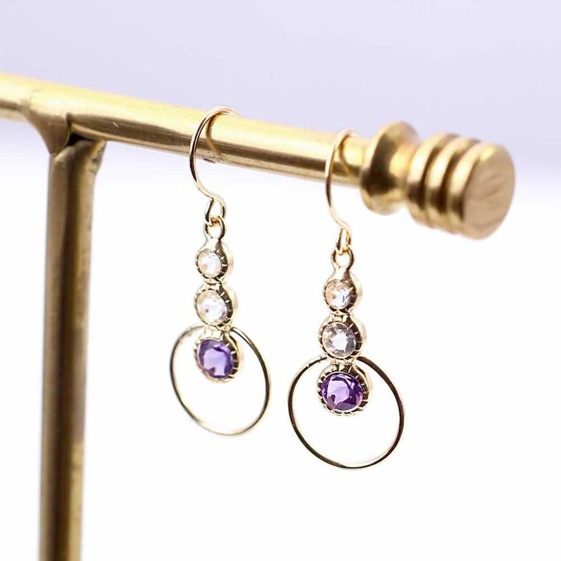 K18YG アメジスト＆トパーズ ピアス 11月の誕生石_02