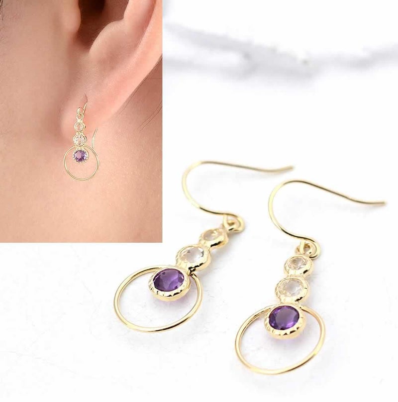 K18YG アメジスト＆トパーズ ピアス 11月の誕生石_03