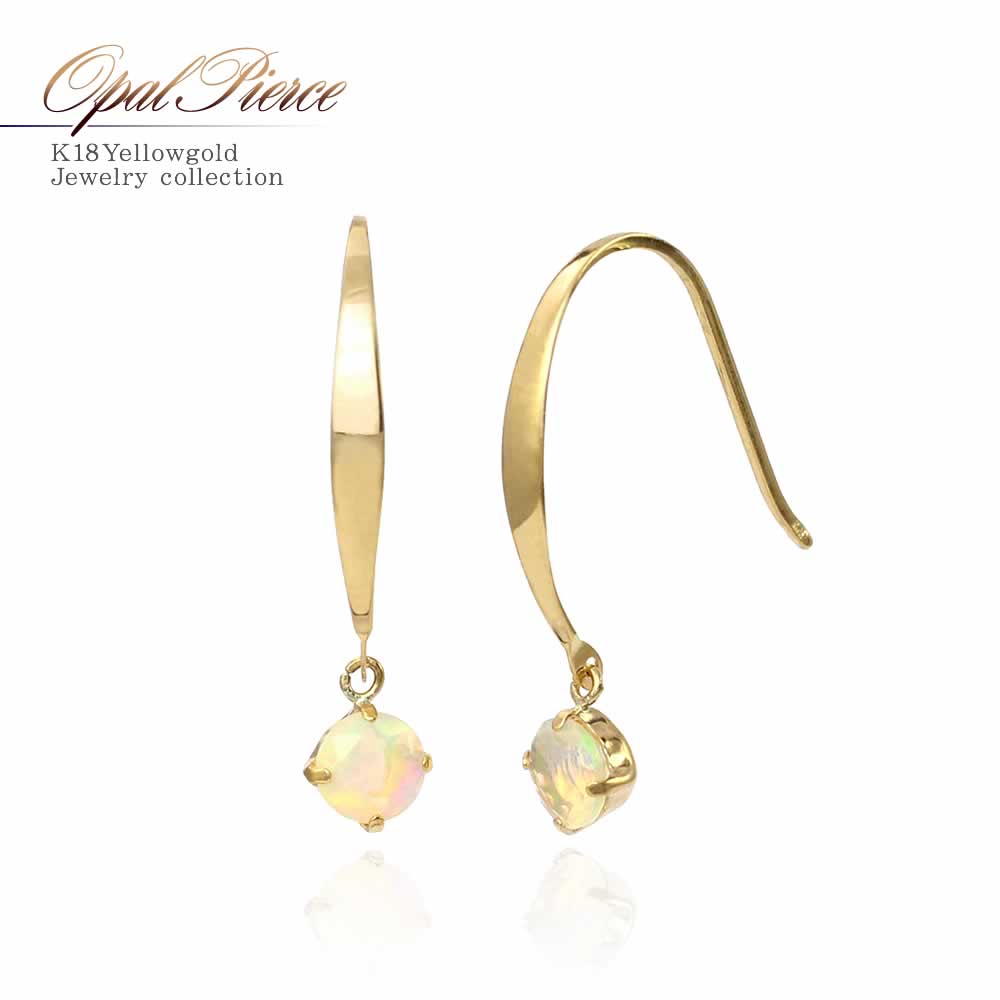 K18YG オパール フックピアス 10月の誕生石_01