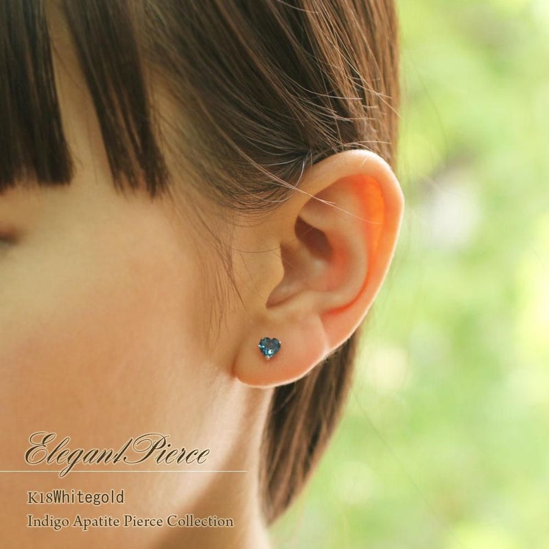 K18WG インディゴアパタイト ハートピアス_11