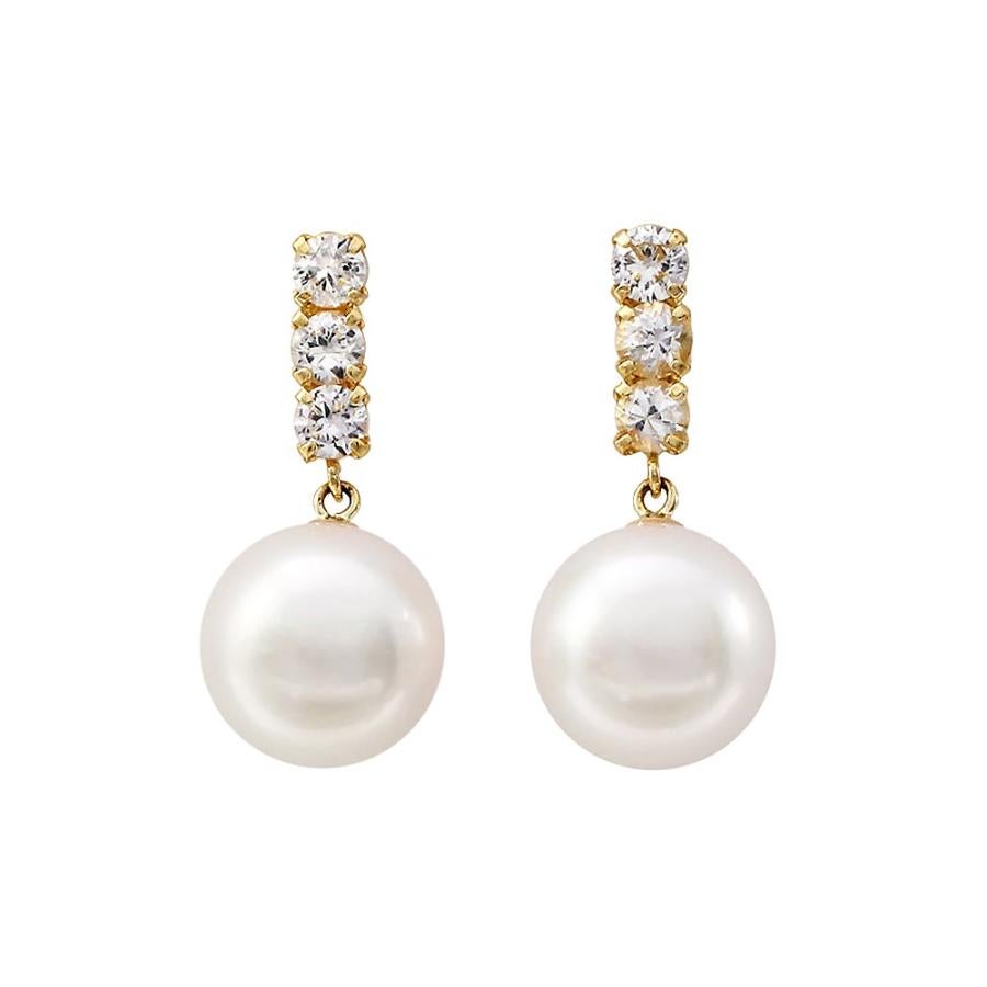 K18YG/WG アコヤ真珠＆ホワイトサファイア ピアス 9月誕生石_21