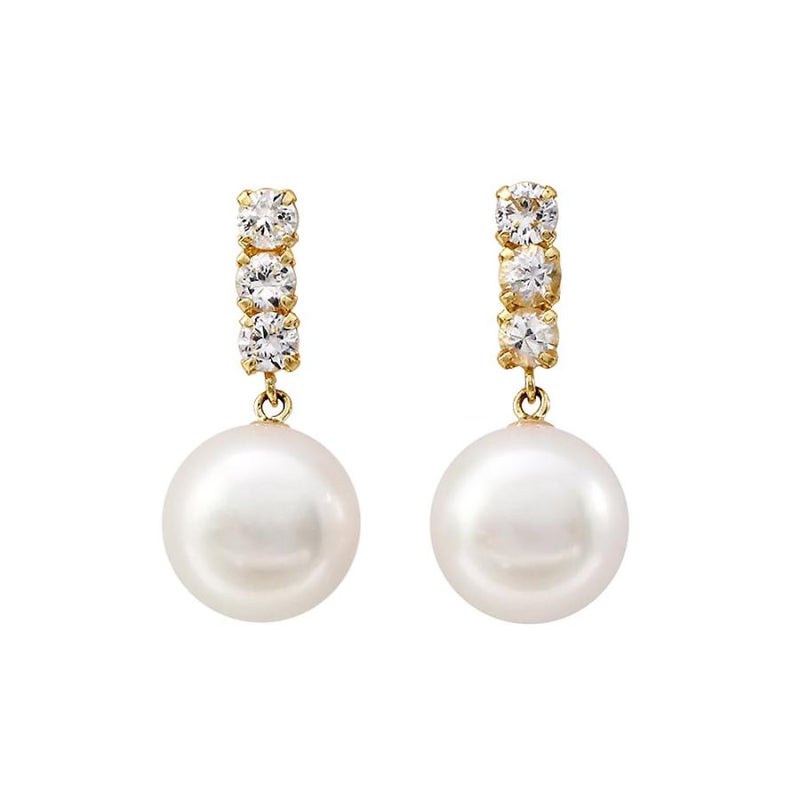 K18YG/WG アコヤ真珠＆ホワイトサファイア ピアス 9月誕生石_21