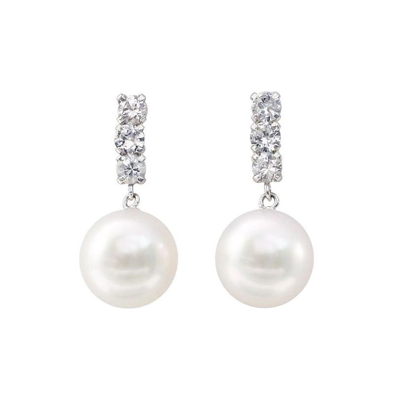 K18YG/WG アコヤ真珠＆ホワイトサファイア ピアス 9月誕生石_22