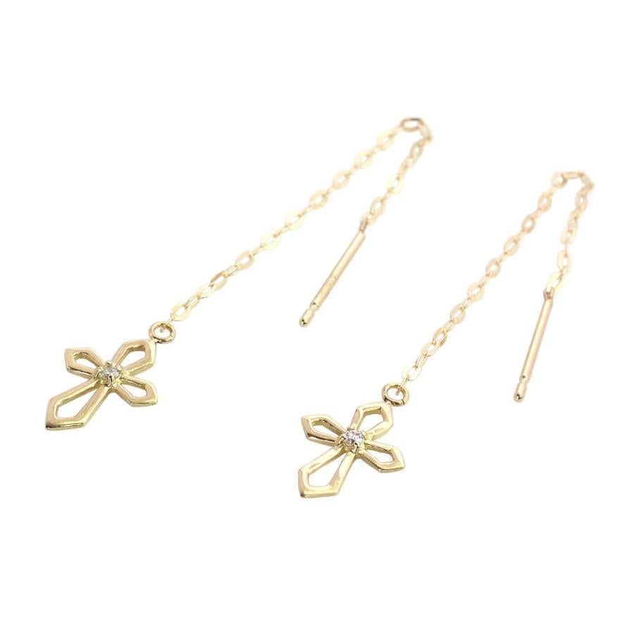 K18 ダイヤモンド クロス アメリカンピアス_21