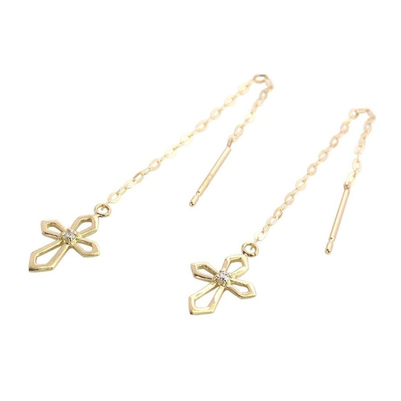 K18 ダイヤモンド クロス アメリカンピアス_21