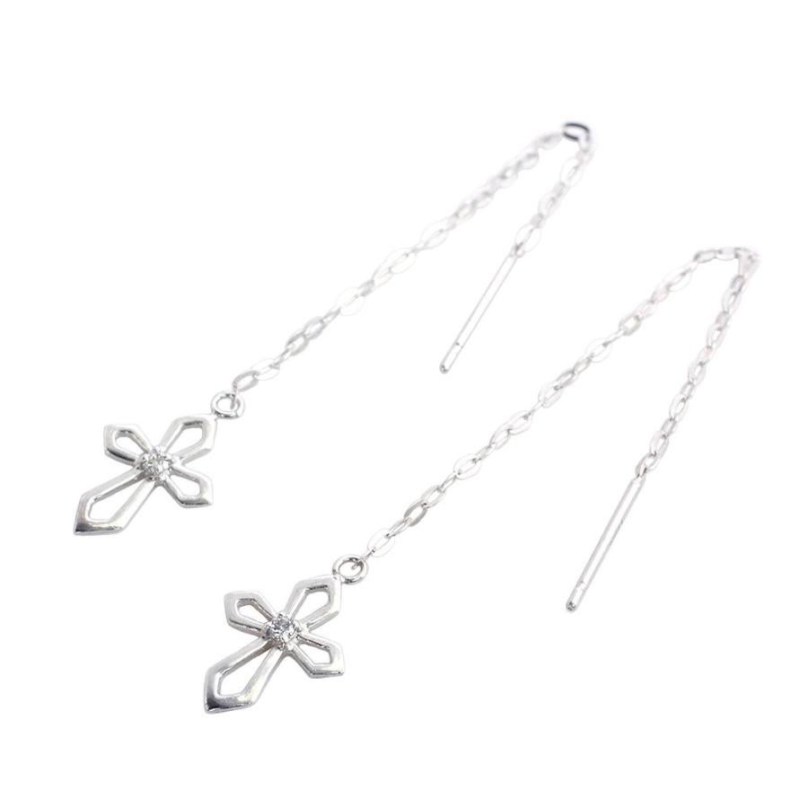 K18 ダイヤモンド クロス アメリカンピアス_22