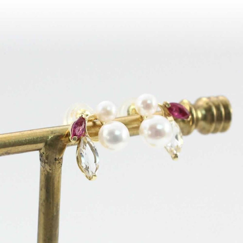 K18YG アコヤ真珠&ルビー&ホワイトトパーズ ピアス_03