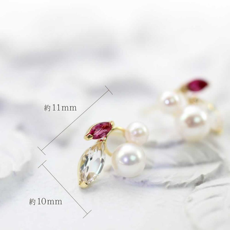 K18YG アコヤ真珠&ルビー&ホワイトトパーズ ピアス_04