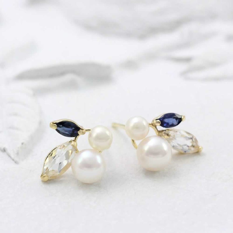 K18YG アコヤ真珠&サファイア&ホワイトトパーズ ピアス_02