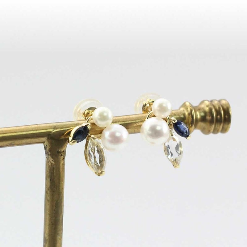K18YG アコヤ真珠&サファイア&ホワイトトパーズ ピアス_03