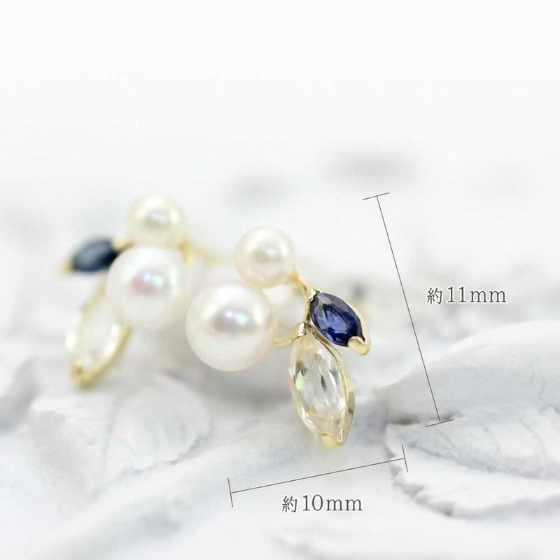 K18YG アコヤ真珠&サファイア&ホワイトトパーズ ピアス_05