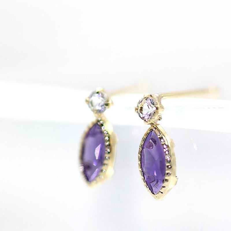 K18YG アメジスト＆ホワイトトパーズ ピアス 11月の誕生石_03