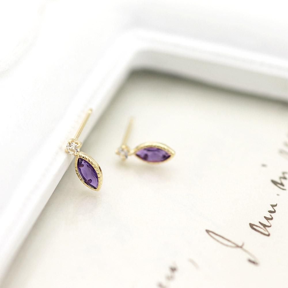 K18YG アメジスト＆ホワイトトパーズ ピアス 11月の誕生石_04