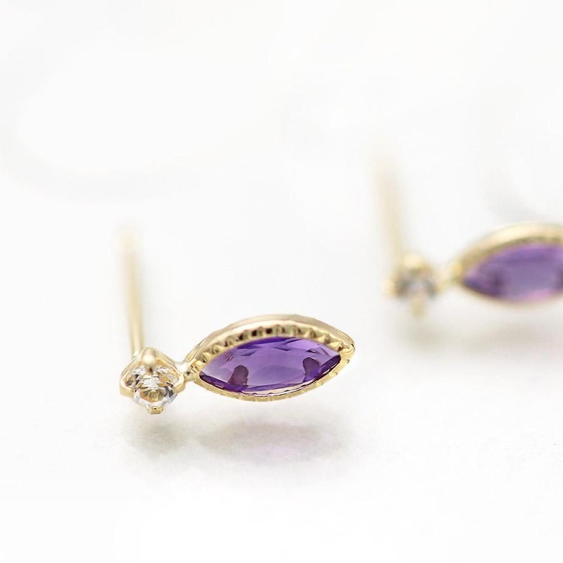 K18YG アメジスト＆ホワイトトパーズ ピアス 11月の誕生石_10