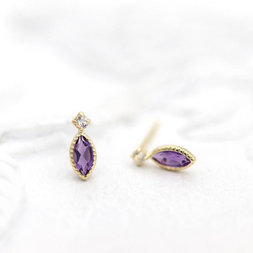 K18YG アメジスト＆ホワイトトパーズ ピアス 11月の誕生石_11