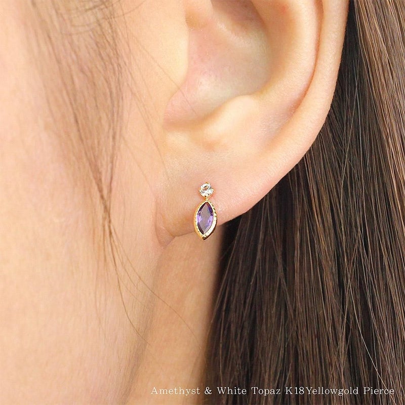 K18YG アメジスト＆ホワイトトパーズ ピアス 11月の誕生石_13