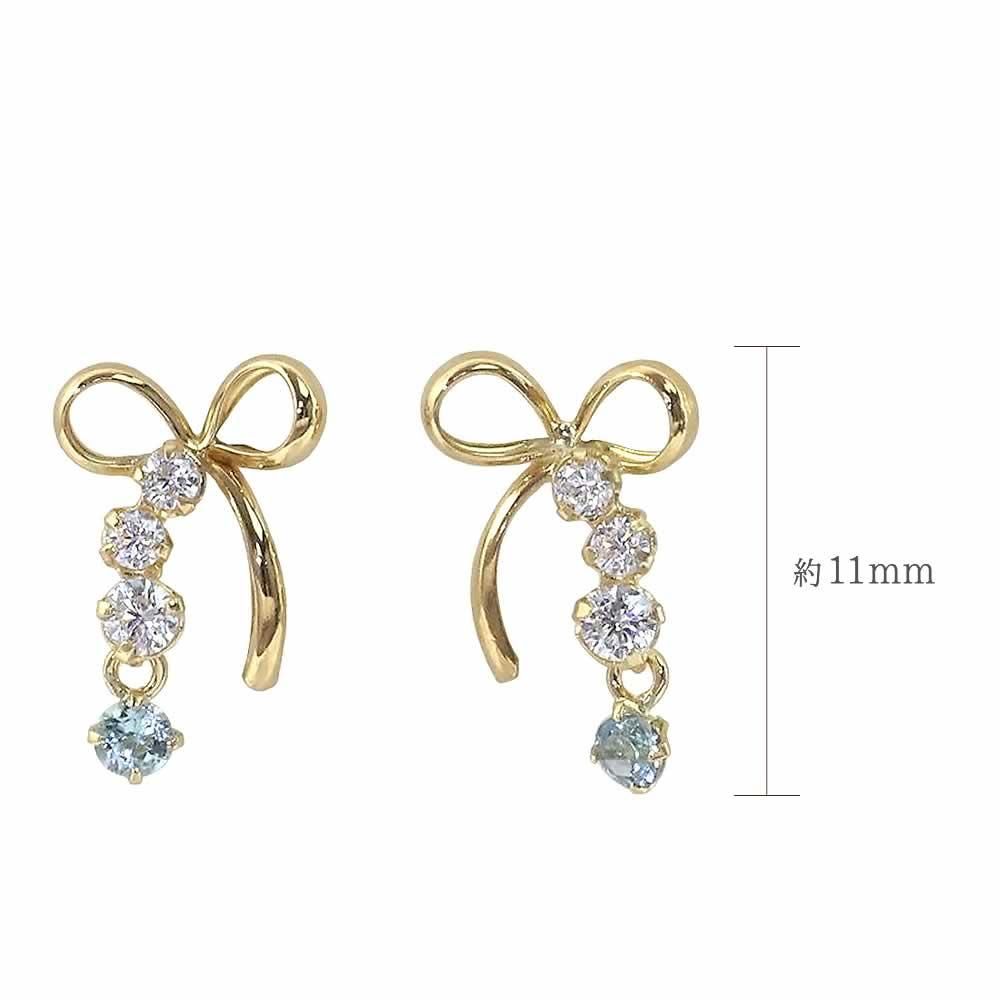 K18YG ブルートパーズ リボンピアス 11月の誕生石_04