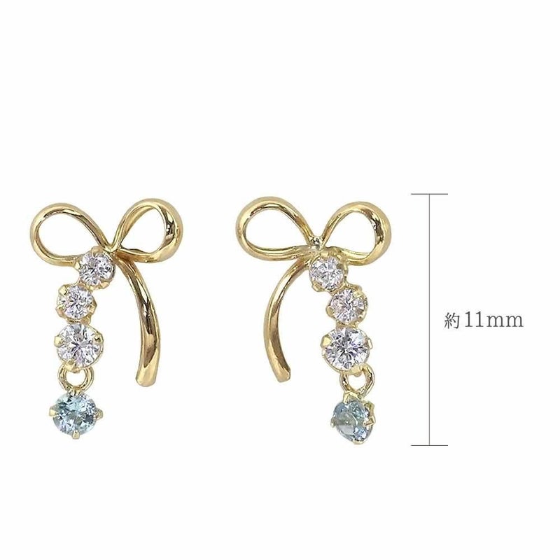 K18YG ブルートパーズ リボンピアス 11月の誕生石_04