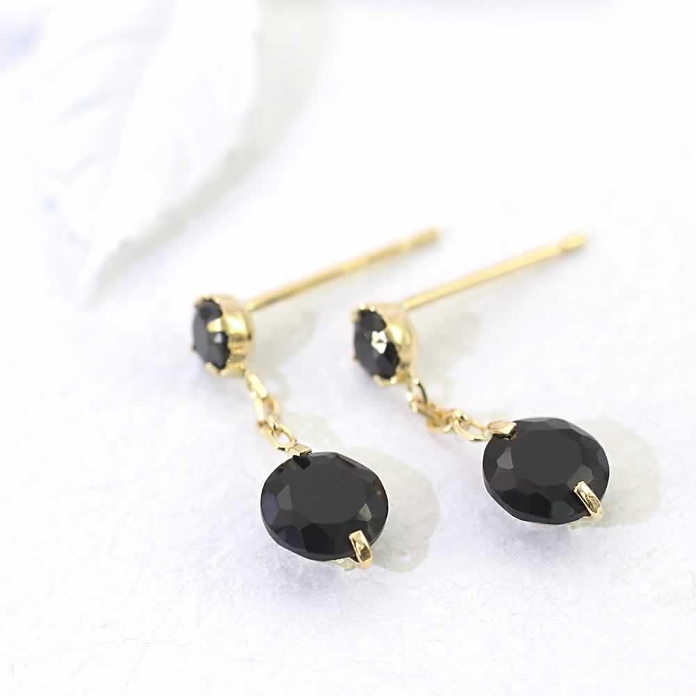 K18YG  オニキス ピアス_02