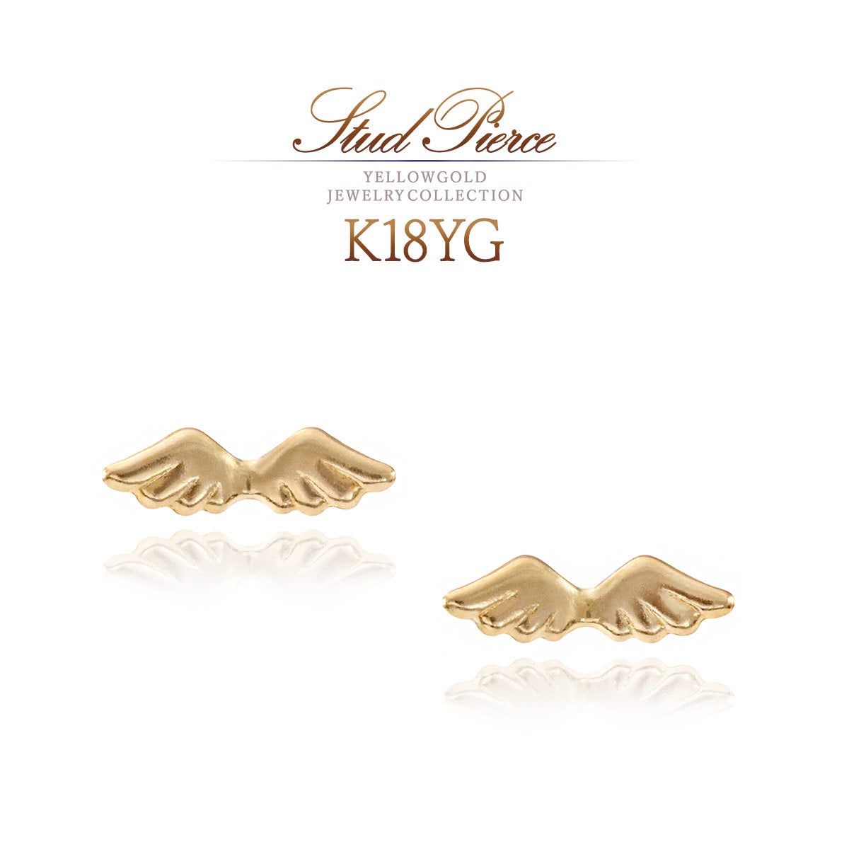 K18YG 翼モチーフ ピアス_01