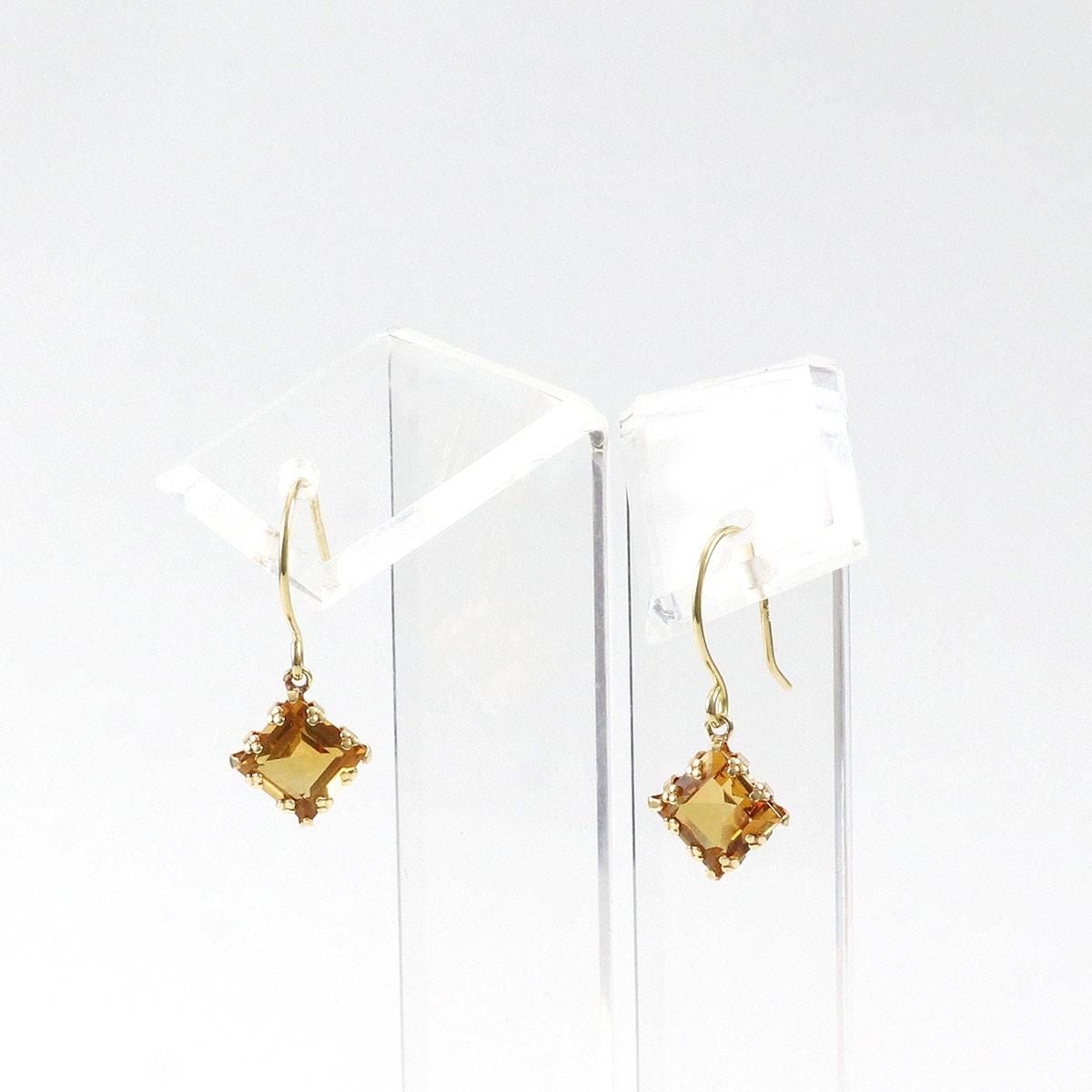 K18YG シトリン 菱形 フックピアス_03