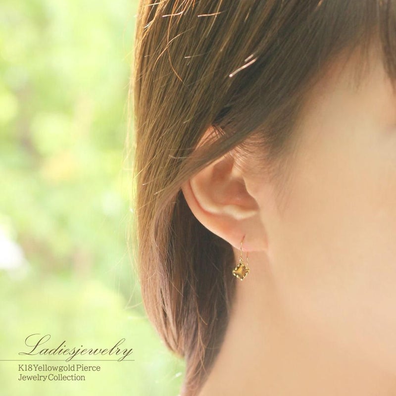 K18YG シトリン 菱形 フックピアス_09