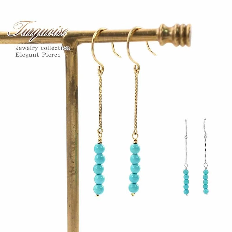 K18 ターコイズ（トルコ石）ロングフックピアス_01